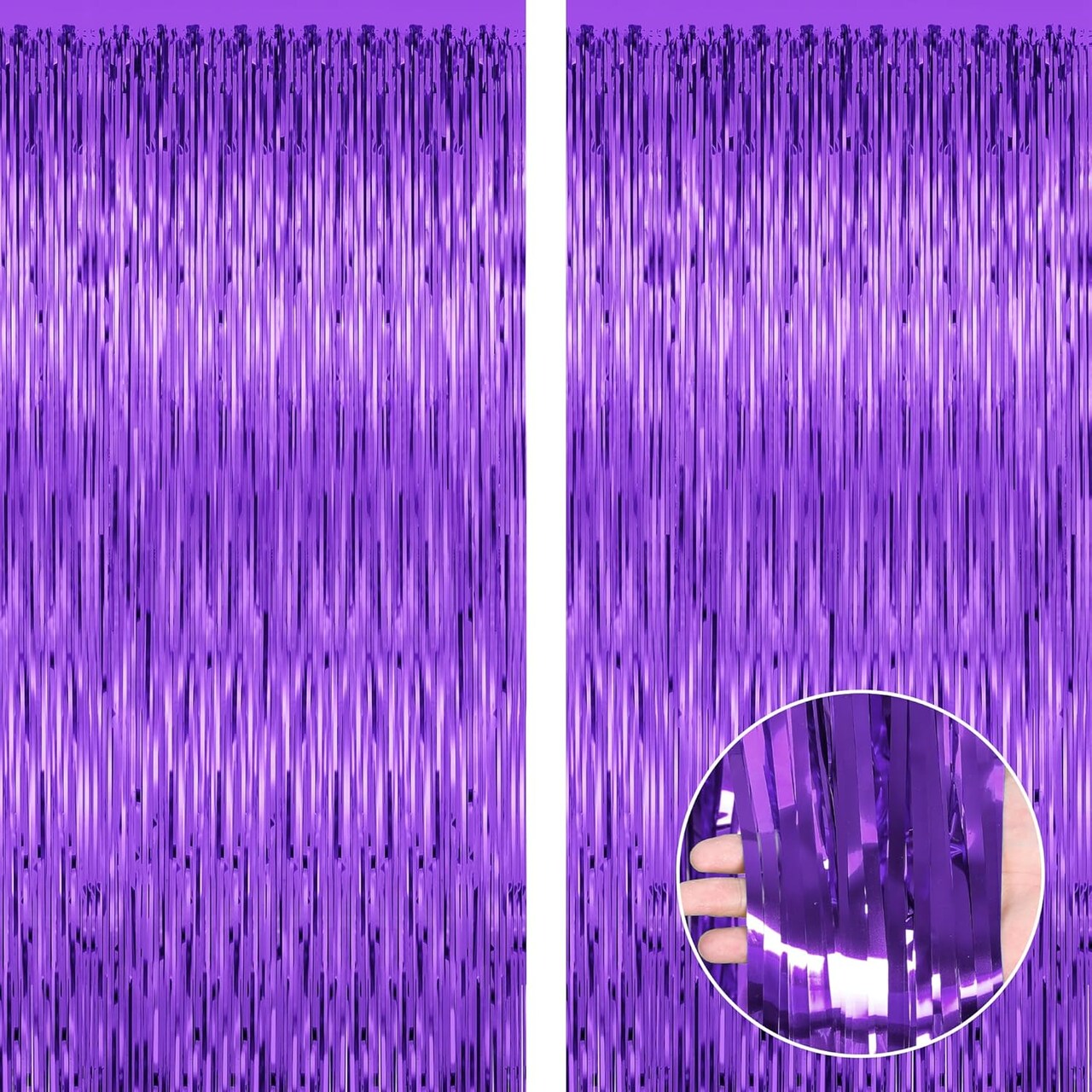 2 Pack Mardi Gras Backdrop Curtains, 3.28 FT x 7.05 FT Purple Tinsel Backdrop, Metallic Mardi Gras Backdrop Fringe Curtains Foil Streamer Backdrop, Mardi Gras Party Supplies Mardi Gras Decorations
